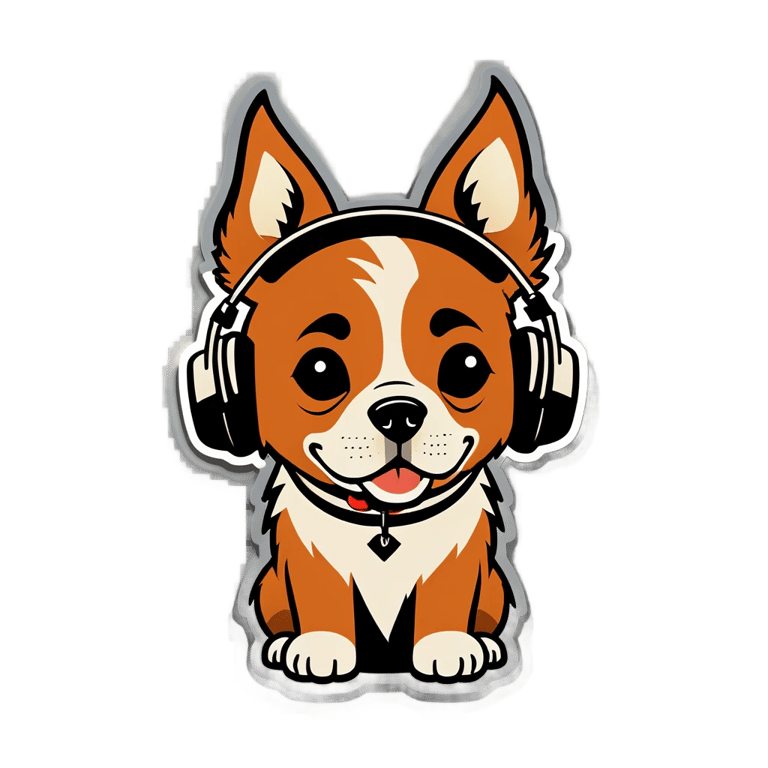 絵文字：イヤホンをつけた犬
