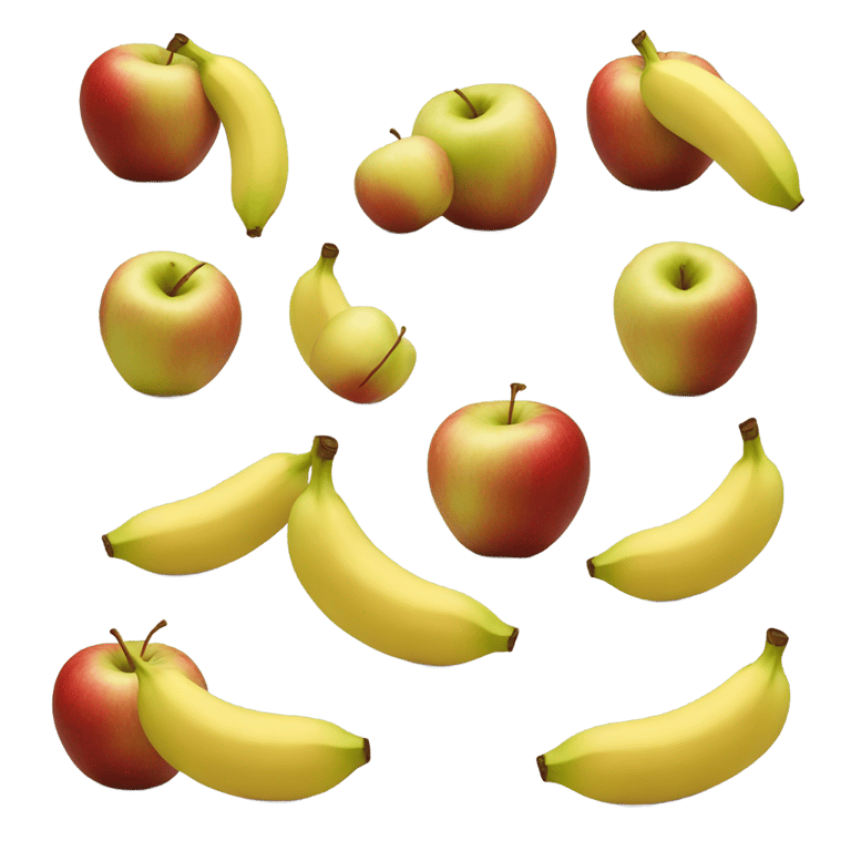 genmoji：两个苹果并排，中间有一个香蕉