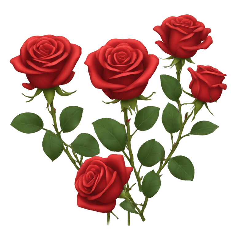 絵文字：5 red rose emojis in a line