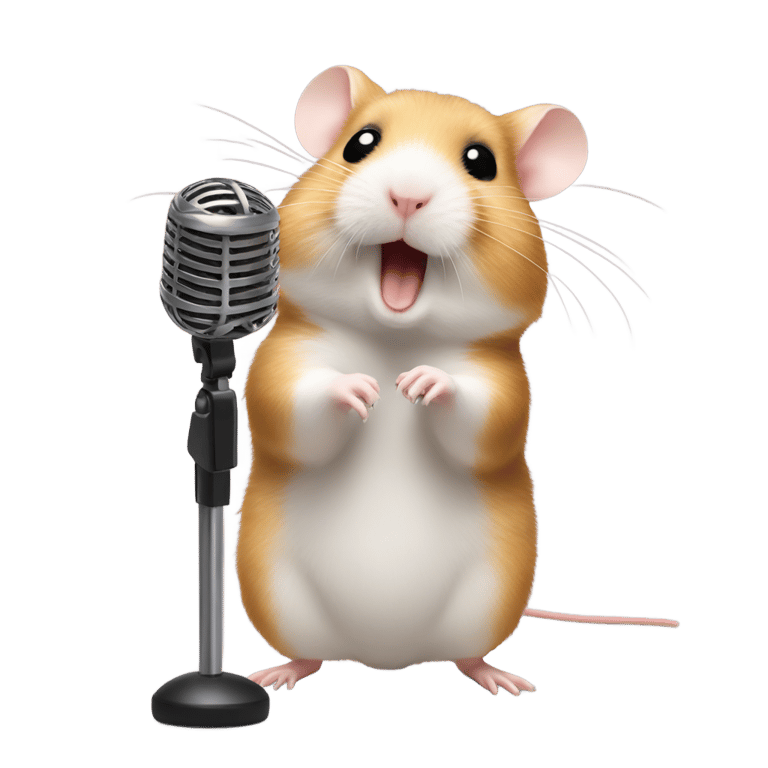 genmoji：小hamster在麦克风上唱歌