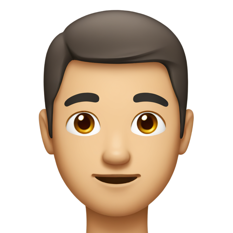 genmoji：方脸的中国男孩，棕色狼剪发型