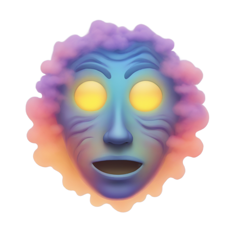 genmoji: Psychedelic face in the mist