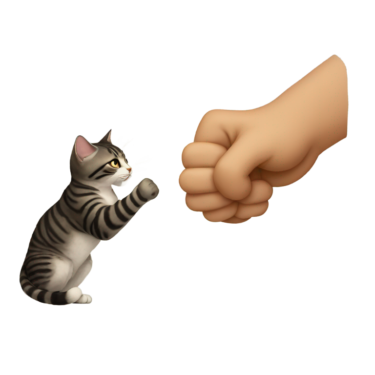 genmoji：2人头顶猫咪击拳