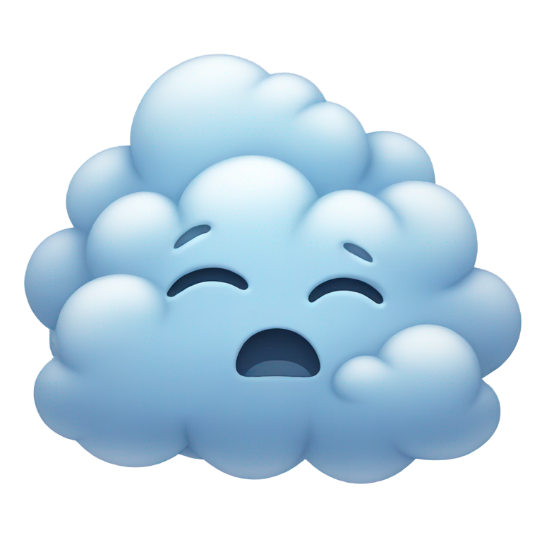 絵文字：極めてふわふわの雲が優しく泣いている。