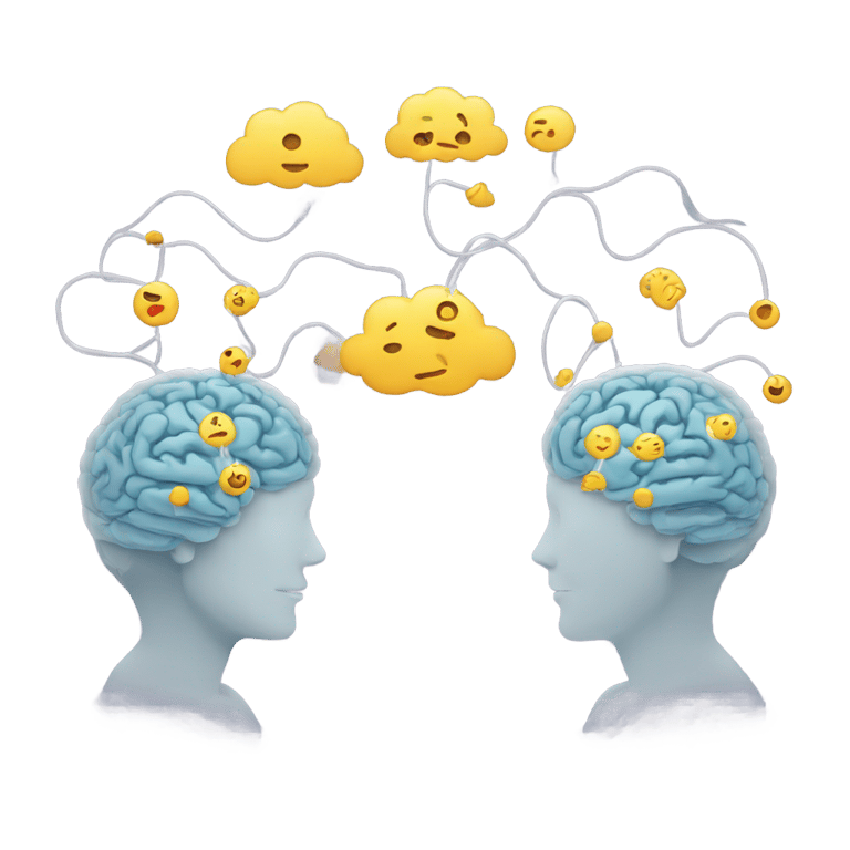 genmoji : Deux personnes échangeant des ondes cérébrales