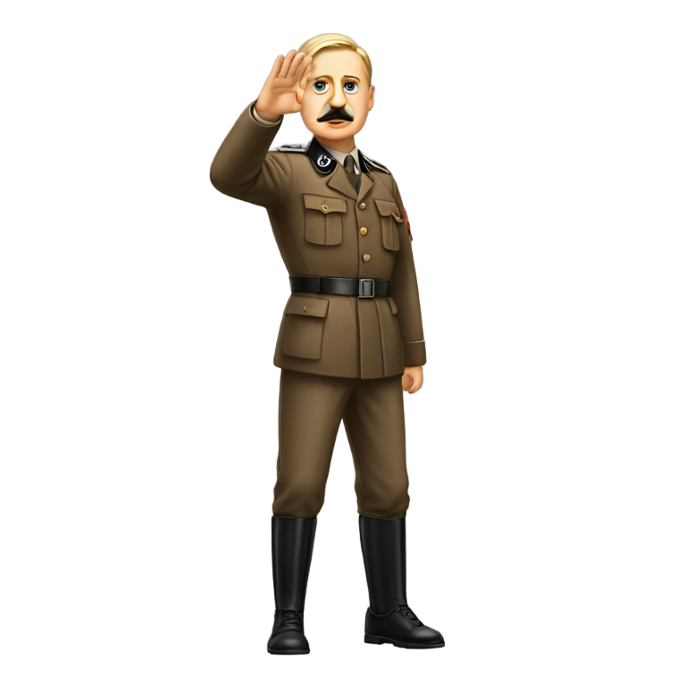 genmoji: Nazi salute full body side profile hitler