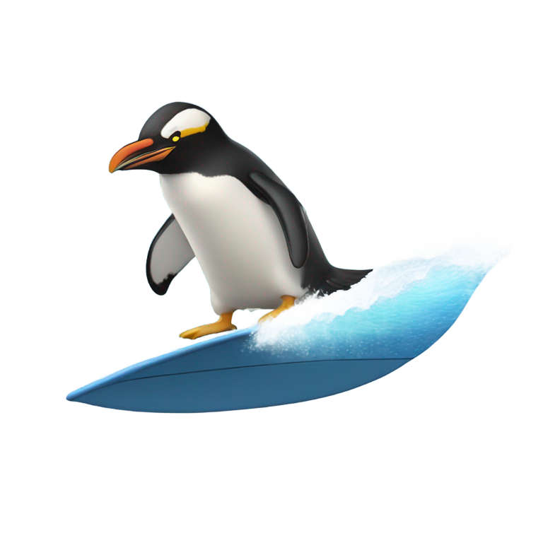 絵文字：北部ロックホッパーペンギンのサーフィン