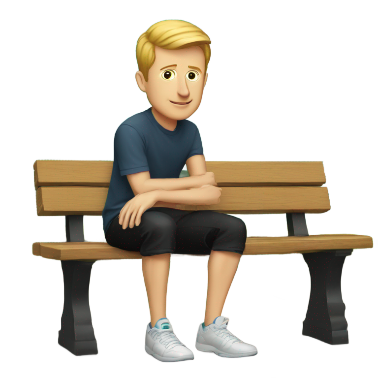genmoji：肯·詹宁斯穿着黑色短裤坐在长凳上