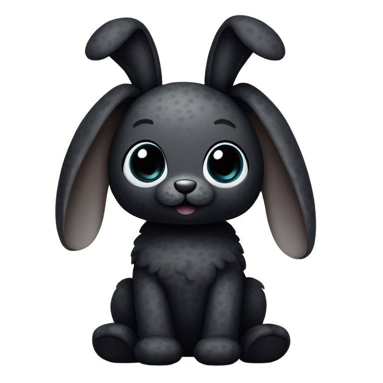 genmoji: Jellycat bunny with dotted eyes and no mouth only a black bose