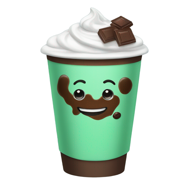 genmoji : Un café au chocolat et à la menthe sans visage