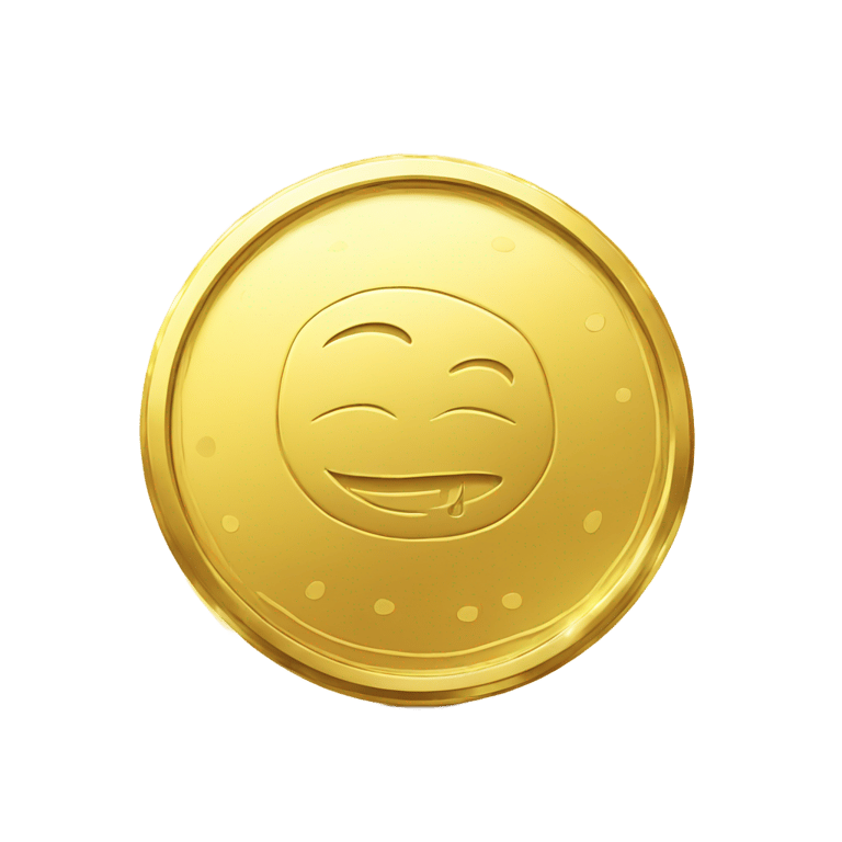 genmoji : "A shiny, single yellow coin with a smooth, reflective surface, detailed with a subtle embossed edge for texture. The coin glimmers under soft light, emphasizing its golden hue and luxurious appearance."