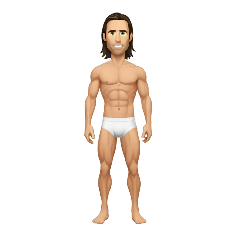 genmoji : Steve Nash sans chemise, en pantalon
