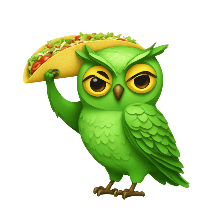genmoji: a green owl with a taco