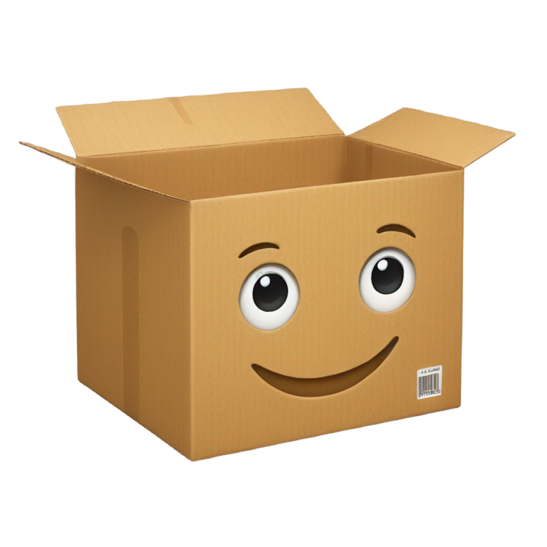 genmoji : Boîte d'emballage en carton 3D avec ruban adhésif