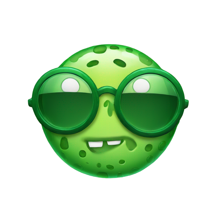 genmoji: Round green SpongeBob with glasses