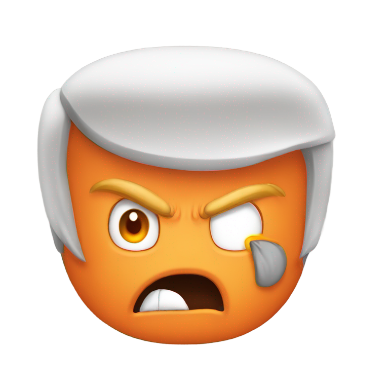 絵文字：オレンジ色の肌で怒っているドナルド・トランプがジョー・バイデンと戦う