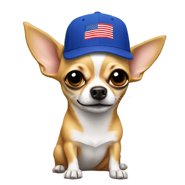 genmoji：奇ihuahua戴着“Great Again Trump”帽子