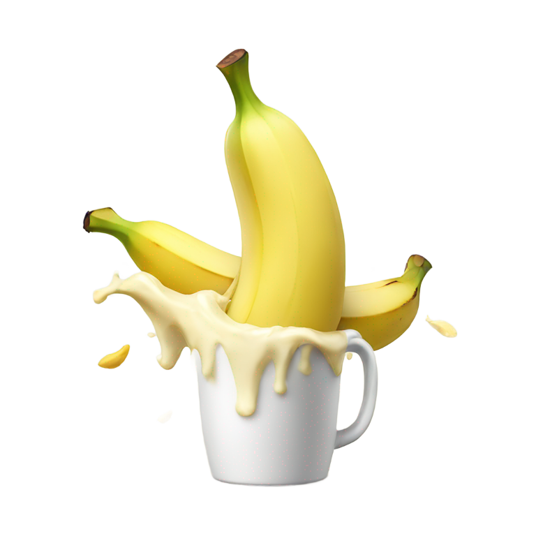 genmoji : Banane explosive buvant du lait