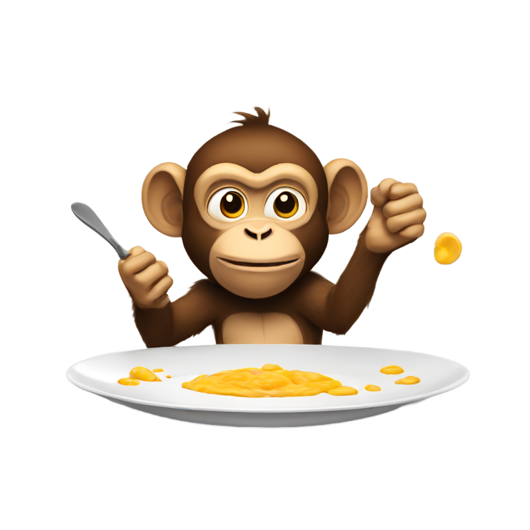 genmoji : The monkey hitting the plates