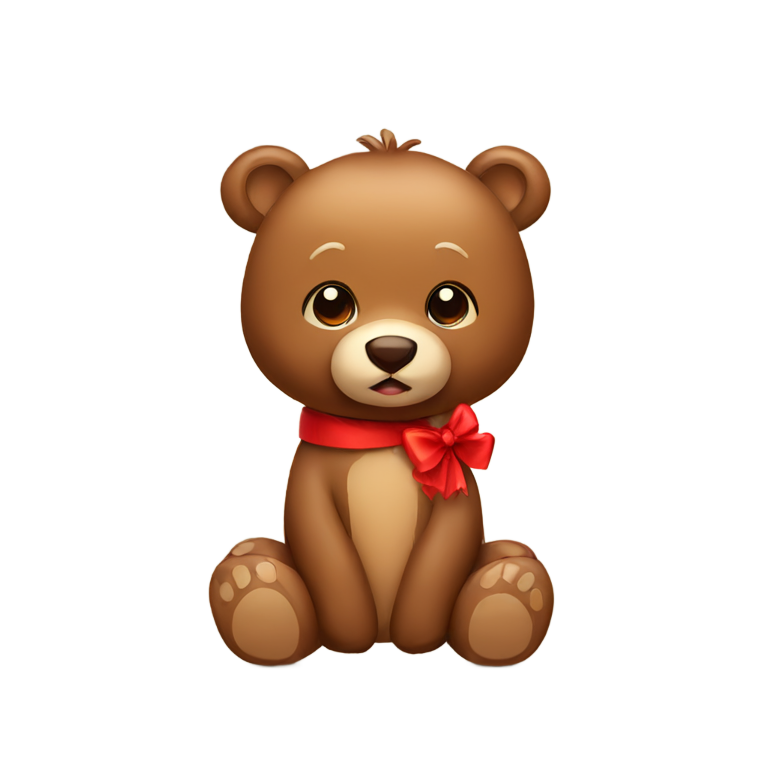 genmoji: cute brown bear with red bow