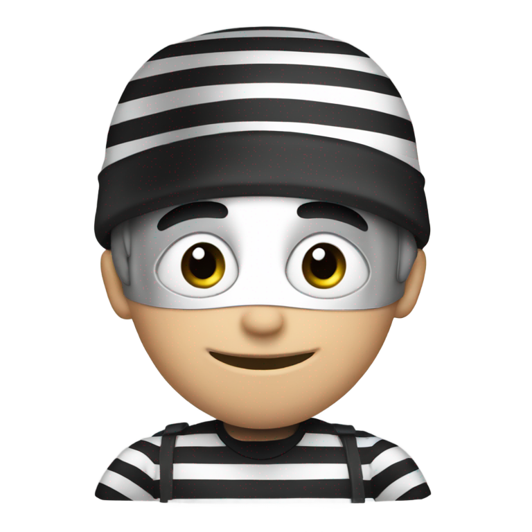 genmoji : Voleur, casquette, rayures noir et blanc