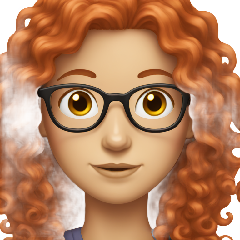 genmoji：白人女孩，长红色卷发，戴眼镜