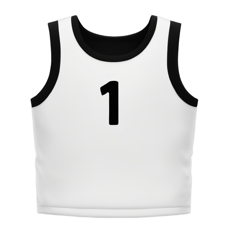 genmoji : T-shirt blanc sans manches avec le numéro 10 en noir