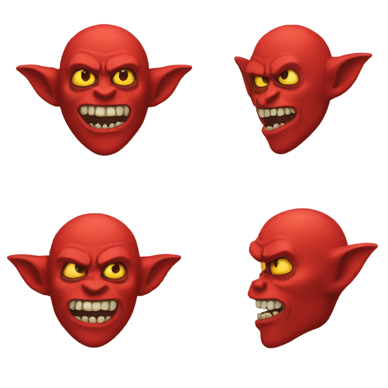 genmoji: troll emoji with the red devil mask face