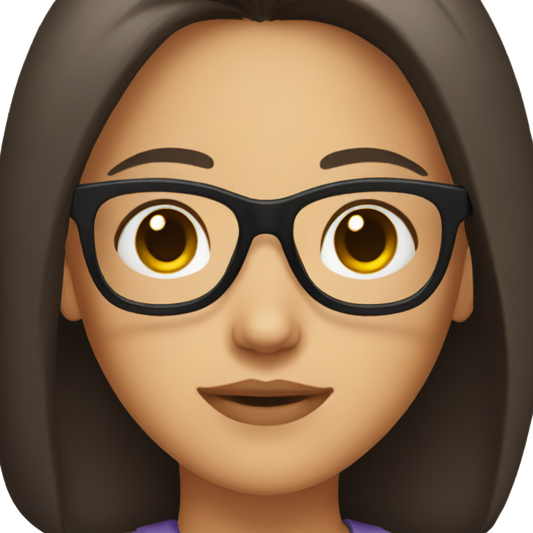 genmoji : Une fille aux cheveux châtains foncés jusqu'aux épaules portant des lunettes noires.