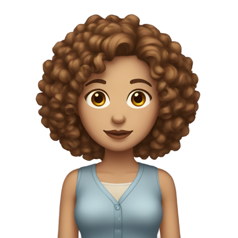 genmoji: Woman with brown curly hair and brown eyes  with light skin