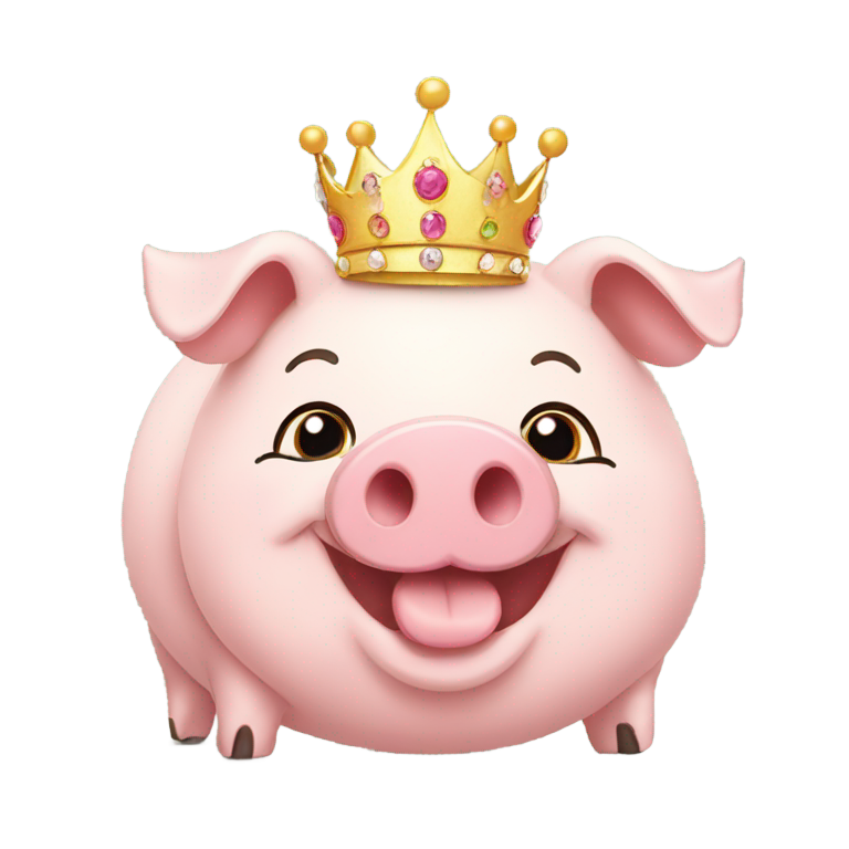 genmoji：戴着皇冠的快乐肥猪