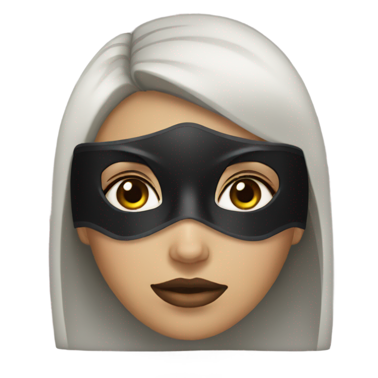 genmoji：戴蝙蝠侠式黑色眼罩的女性