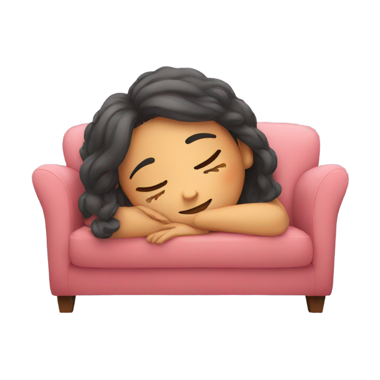 genmoji : Une fille endormie sur le canapé