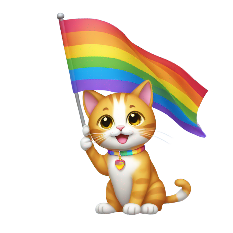 genmoji : Chat gay tenant un drapeau de la fierté