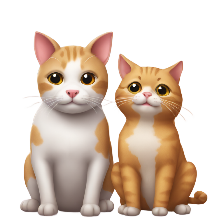 絵文字：ブタと猫が一緒に座っている