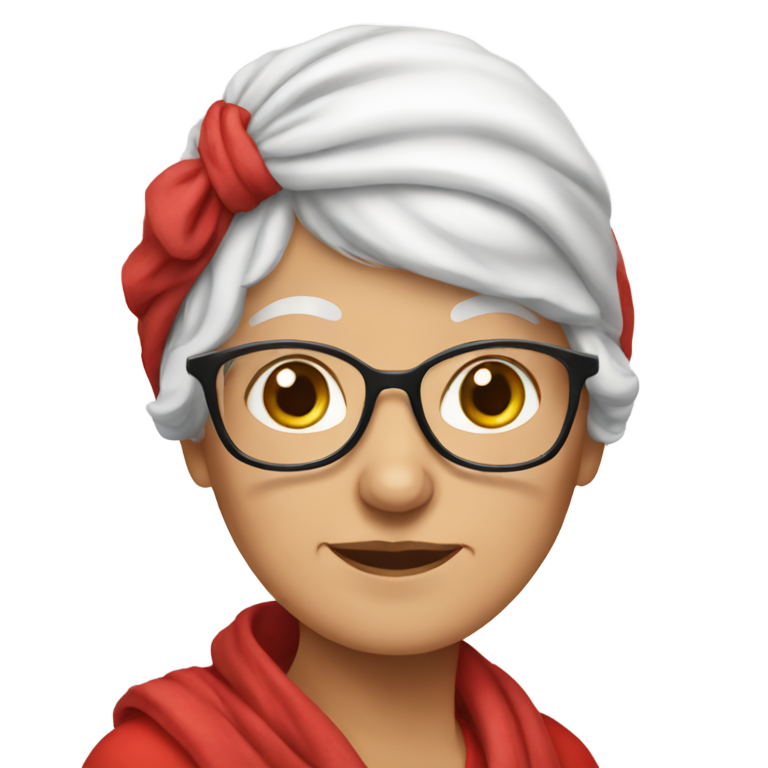 genmoji: white granny in red headscarf