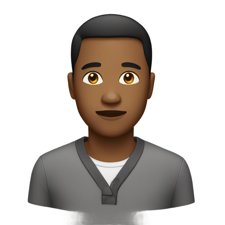 genmoji : Personne à la peau brun doré avec une coupe mod noire