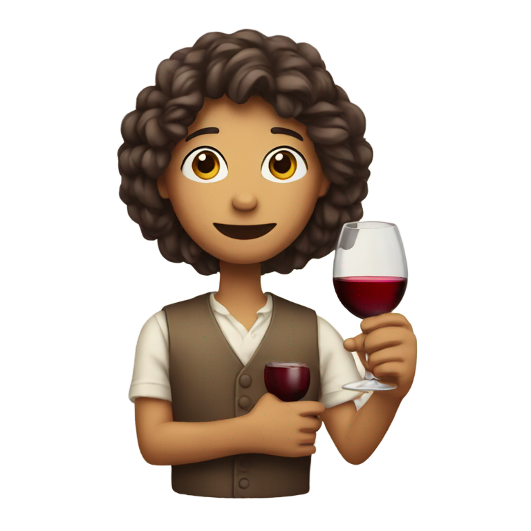genmoji: Moyai emoji holding a wine glass