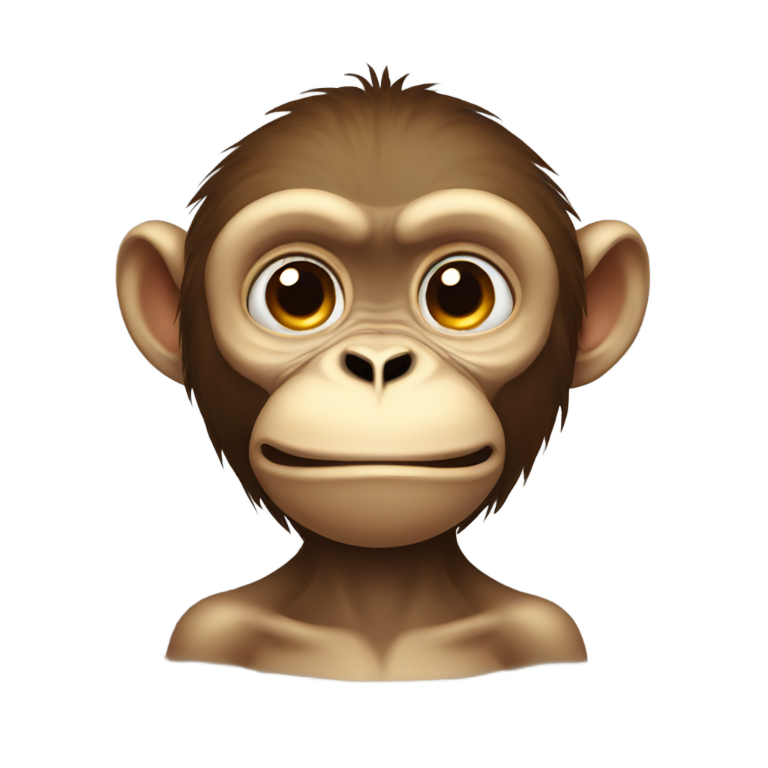 genmoji: Monkey that has a deformed face and is drooling, to imply that hes stupid