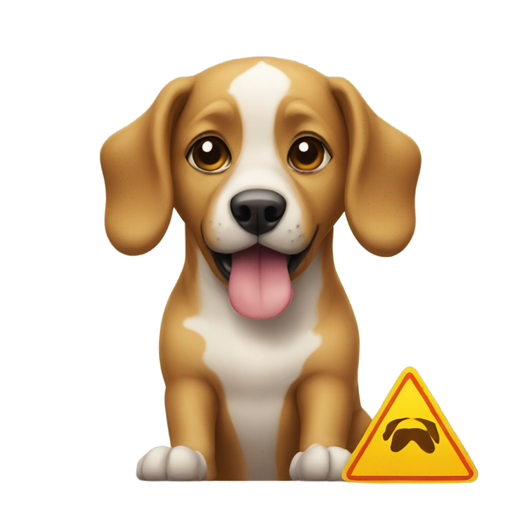 genmoji: dog and caution sign