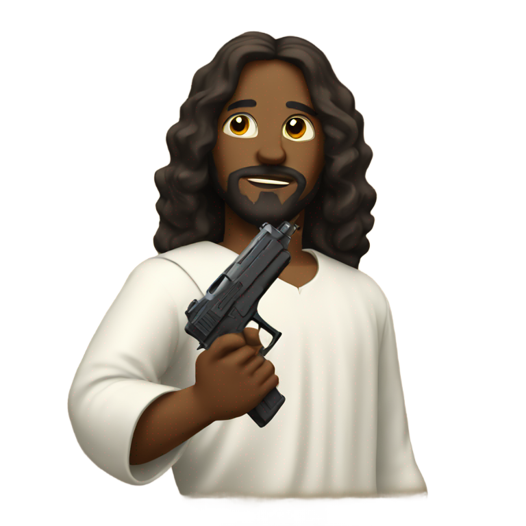genmoji：黑人耶稣持枪