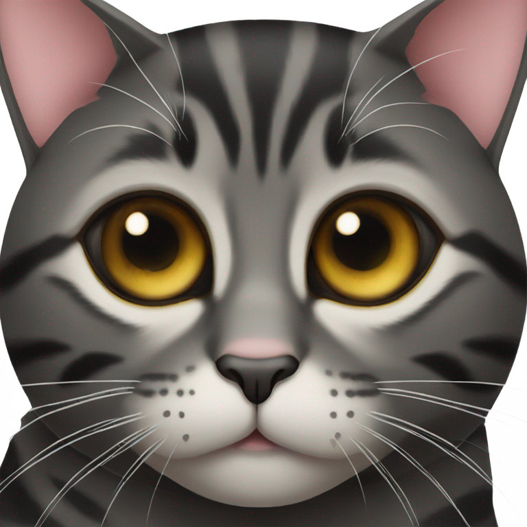 genmoji : Chat tigré noir avec une pupille plus grande que l'autre