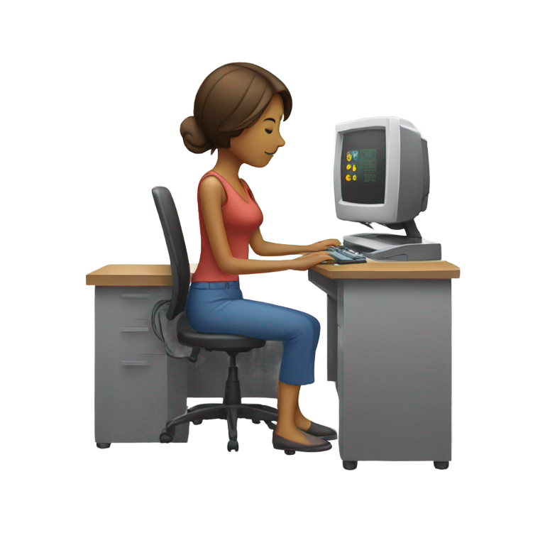 genmoji : Une femme travaillant sur un ordinateur