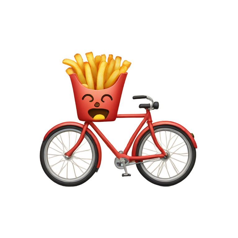 絵文字：自転車に乗る無生物のフライドポテト