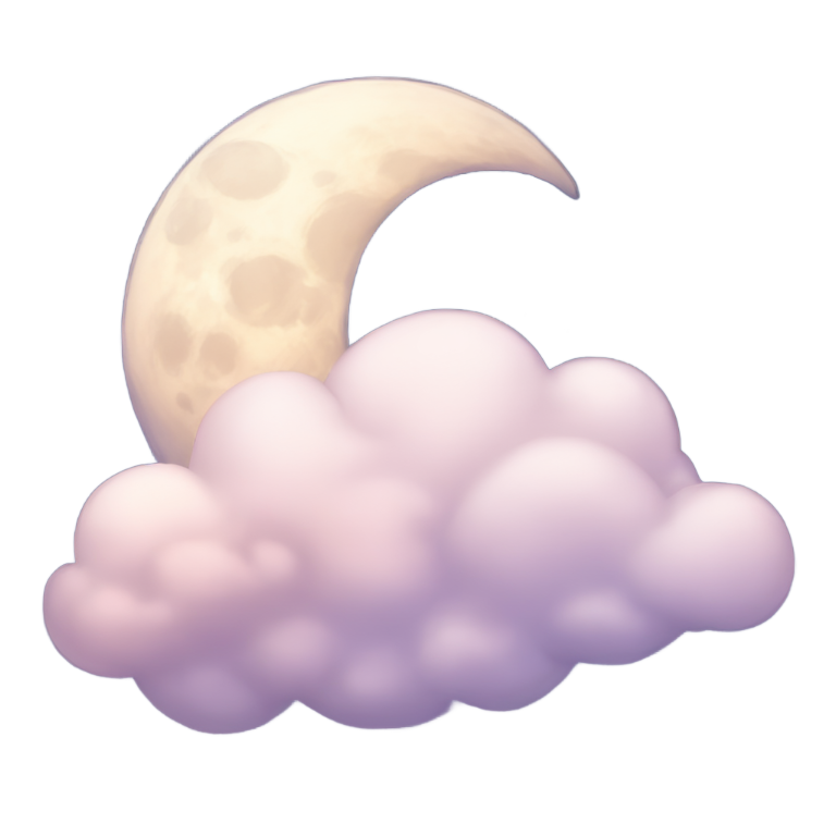 genmoji：睡眠中的月亮，梦幻的云朵，星星，柔和的光芒。