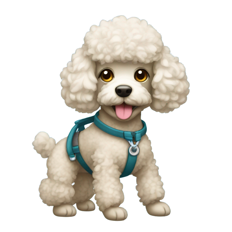 genmoji: disabled poodle in a wheelchair