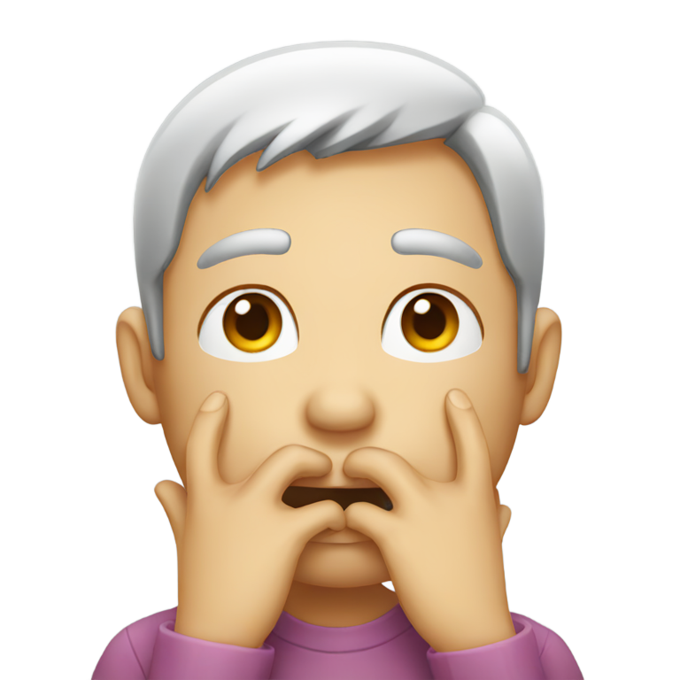 genmoji : Émoji iOS bouche bée avec main sur la bouche