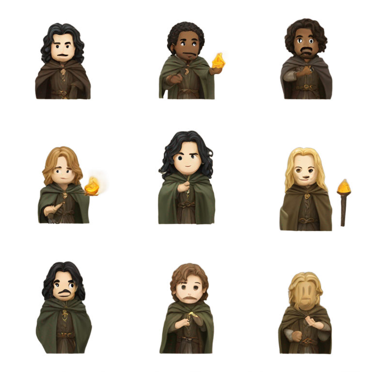 genmoji: The nine members of the fellowship of the ring