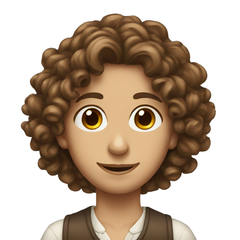 genmoji: stereotypical Jewish person with long nose curly brown hair