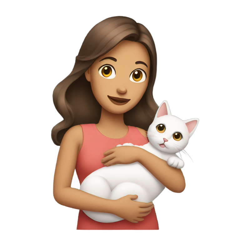 genmoji : Femme tenant un bébé humain et son chat de compagnie